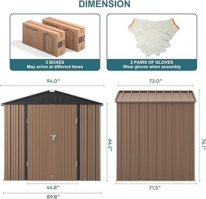 Gizoon Outdoor Storage Shed 8 x 6 FT, Galvanized Metal Garden Shed - Image 7