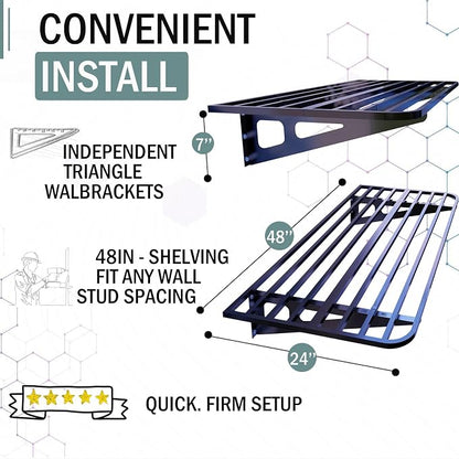2-Pack 2x4ft Garage Wall Shelving, 2 Shelf Total 8 ft Garage Wall Storage - Image 4