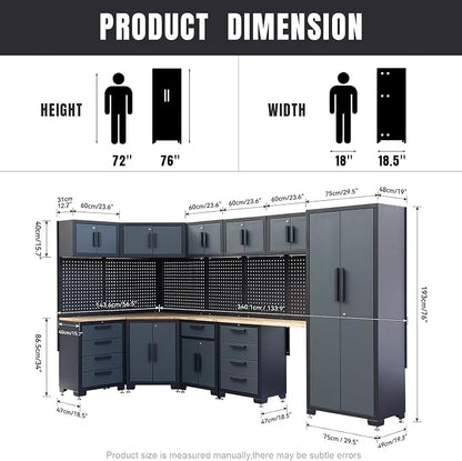 15-Piece Corner Garage Storage Cabinet System - Image 3
