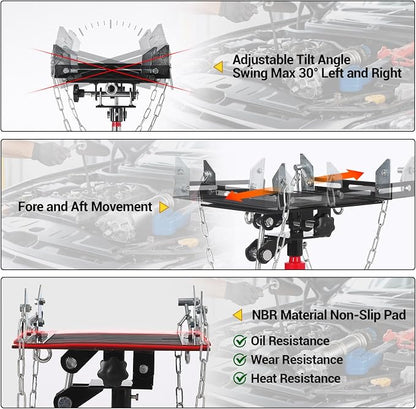 Dual Plunger Hydraulic Transmission Jack 1322lbs Capacity, 33.5"-69" High Lift - Image 3