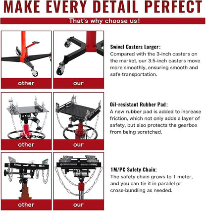 Transmission Jack 1100 LBS Hydraulic Telescoping 2-Stage Lift Jack Stand - Image 4