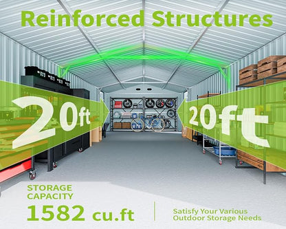 20 x 13 FT Outdoor Storage Shed, Large Metal Garden Shed - Image 4