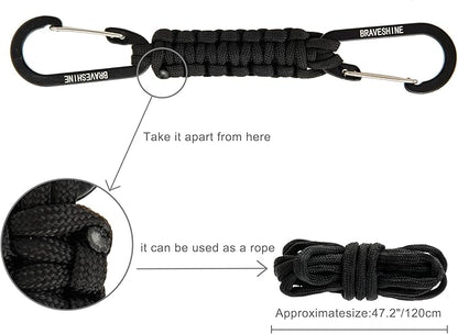 BRAVESHINE Paracord Keychain Carabiner Clip, D Ring Lanyard Hanger Stroller Hook - Image 6