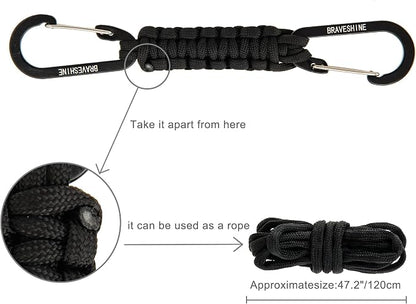 BRAVESHINE Paracord Keychain Carabiner Clip, D Ring Lanyard Hanger Stroller Hook - Image 8