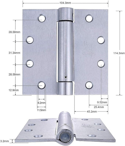 2 Pack - 4.5"x4" Brushed Satin Chrome Finish Self Closing Reversible Door Hinge - Image 2