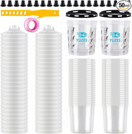 YUZES Disposable Paint Cups for Spray Gun 20 Ounce, 50 Disposable Paint Cup by YUZES