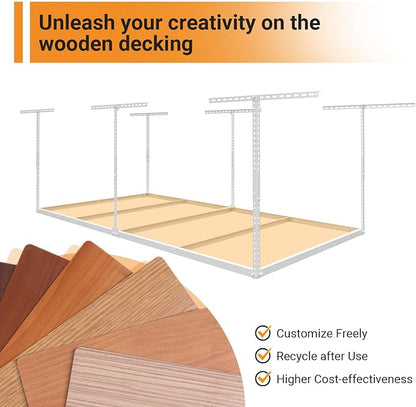 4x8ft Overhead Garage Storage Rack Wooden Decking Not Included, Heavy Duty - Image 8
