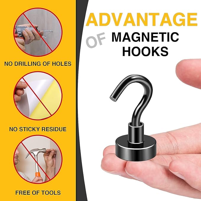 DIYMAG Magnetic Hooks, 30Lbs Strong Heavy Duty Cruise Magnet S-Hooks - Image 2