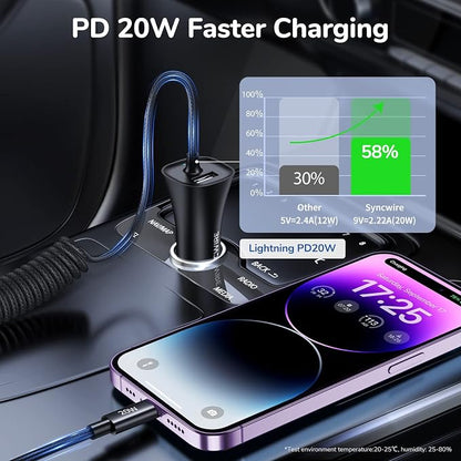 Syncwire iPhone Car Charger 32W Super Fast Car Phone Charger Cigarette Lighter - Image 2