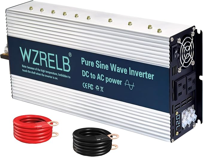WZRELB 3500W Pure Sine Wave Inverter, Car Power Inverter 72V DC to 110V 120V AC by WZRELB