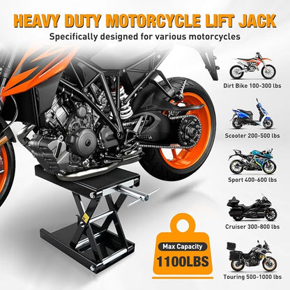 Nilight Motorcycle Lift Jack 1100 LBS Motorcycle Scissor Jack Stand Lift - Image 2