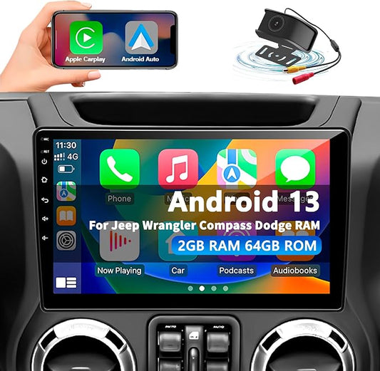 Car Radio Stereo for Jeep Wrangler JK 2007-2018 Dodge Ram 1500 2500 3500 Grand by UUTouIoI
