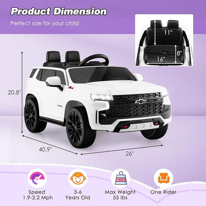 HONEY JOY Ride On Truck, 12V Licensed Chevrolet Tahoe, Chevy Electric Vehicle - Image 9