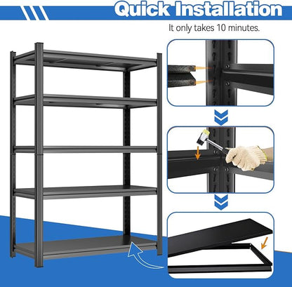 72" H Garage Shelving Adjustable Storage Shelves Metal Shelving Units 5-Tier - Image 4