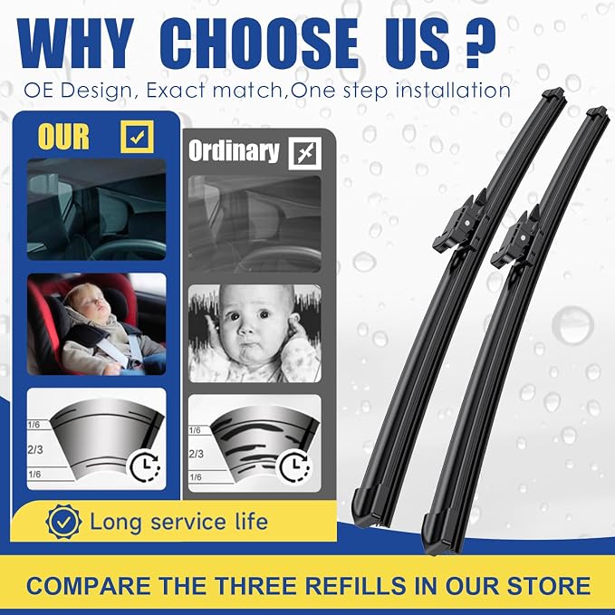 2 wipers Replacement for Volvo V70 XC70 2005-2007 XC90 2005-2014 S80 2004-2006 - Image 2
