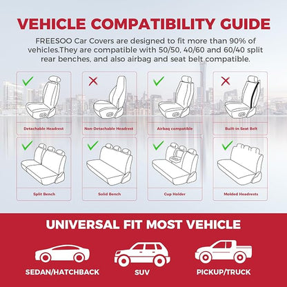 FREESOO Car Seat Covers Front Seats 2PCs, Waterproof Automotive Seat Covers - Image 4