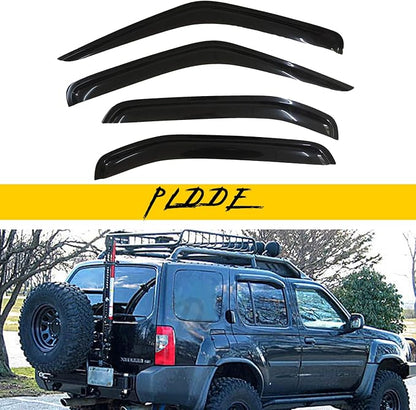 4 pcs Compatible with 2000-2004 Nissan Xterra Front+Rear Sun/Rain Guard Outside by PLDDE
