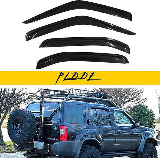 4 pcs Compatible with 2000-2004 Nissan Xterra Front+Rear Sun/Rain Guard Outside by PLDDE
