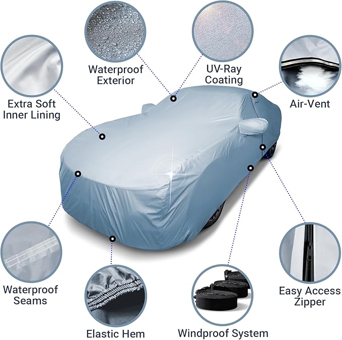 iCarCover Premium Car Cover for 1987-1991 Pontiac Tempest Heavy Duty Waterproof - Image 4
