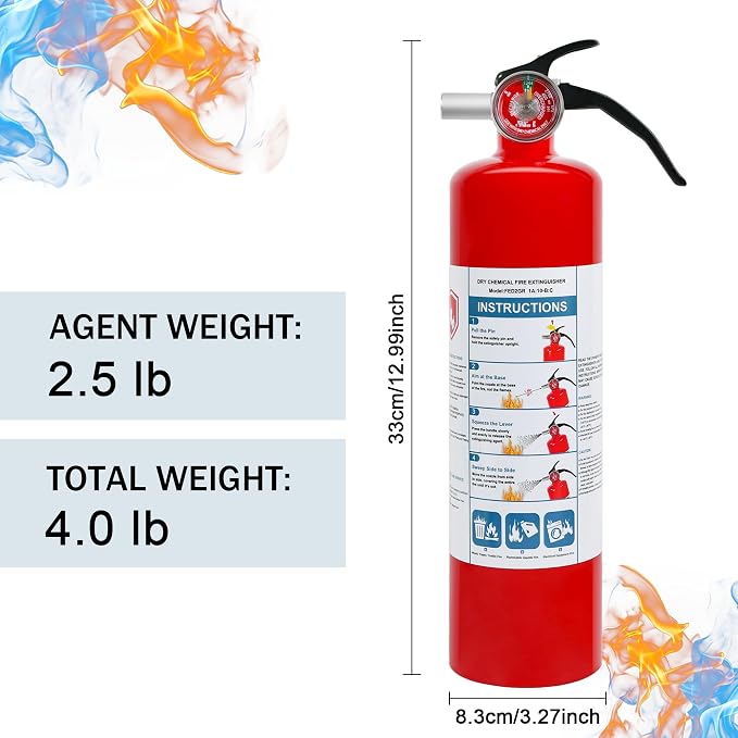 4 Pack ABC Dry Chemical Fire Extinguishers, 2.5 lb 1A:10B:C Rating - Image 6