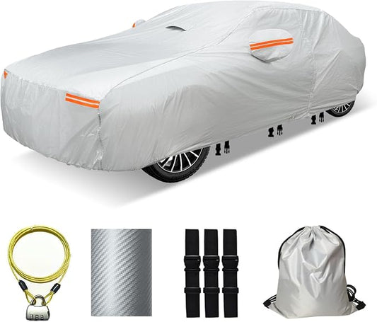 30 Layers Car Cover for Automobiles All Weather Waterproof, Outdoor Snowproof by OWEEIO