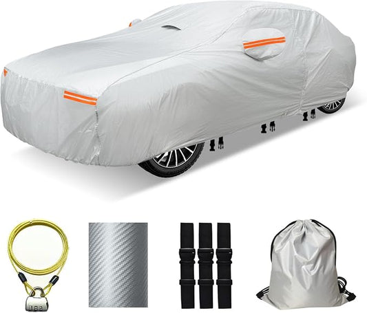 30 Layers Car Cover for Automobiles All Weather Waterproof, Outdoor Snowproof by OWEEIO