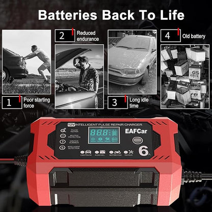 6-Amp Battery Charger, 12V Trickle Charger Car Battery Charger, Smart Automatic - Image 3
