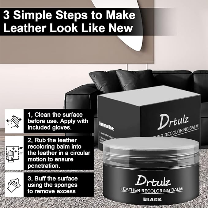 Black Leather Recoloring Balm, Leather Color Restorer Conditioner, Leather - Image 5