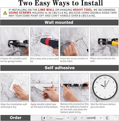 3 Racks and 4 Hooks Broom and Mop Holder Wall Mounted Garage Organizer Storage - Image 5