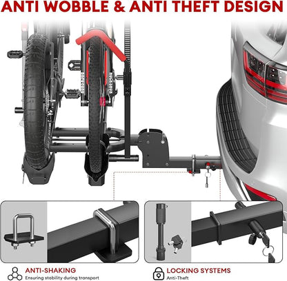 Hitch 2 EBike Rack with Ramp, 170lbs Capacity Electric Bike Carrier Foldable - Image 7