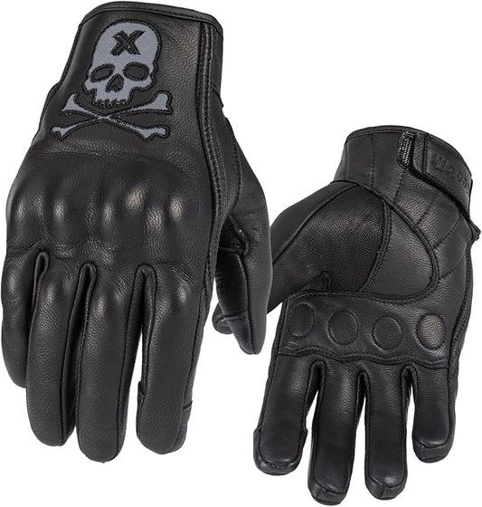 Goatskin Leather Motorcycle Motorbike Powersports Racing Gloves Reflective by Keebik