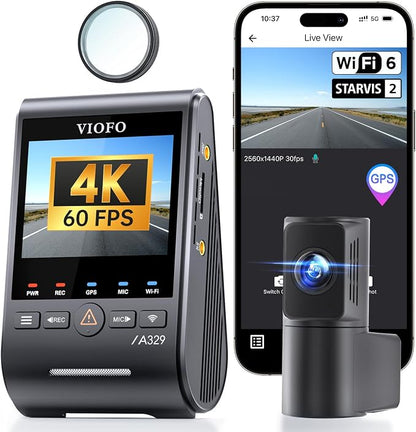 VIOFO A329S 4K 60FPS Dash Cam Front and Rear, 4K+2K Dual Dash Camera by PioneerinDashCamImagingSince2010