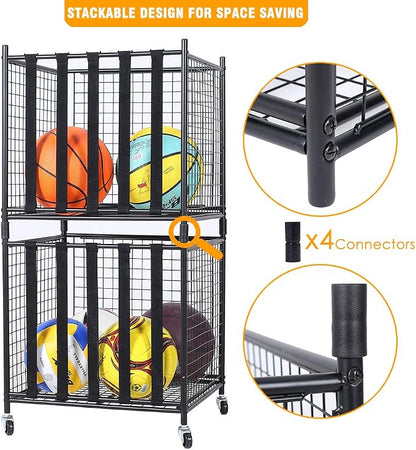 Snail Garage Sports Equipment Storage Organizer Sports Ball Storage Rolling Cart - Image 5