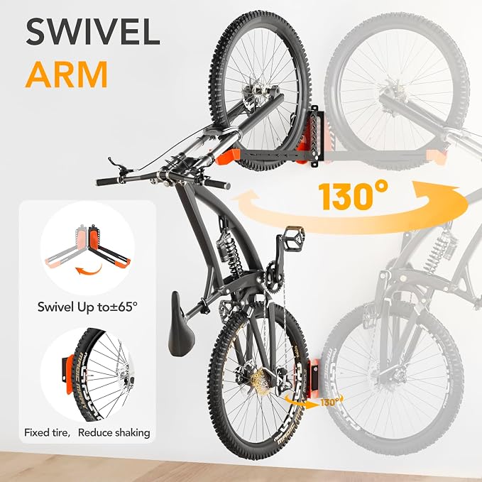 2-Pack Swivel Bike Rack Wall Mount, Bike Hangers - Image 4