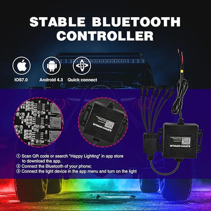 Nilight RGB LED Rock Lights Kit, 6 pods Underglow Multicolor Neon Pod - Image 3
