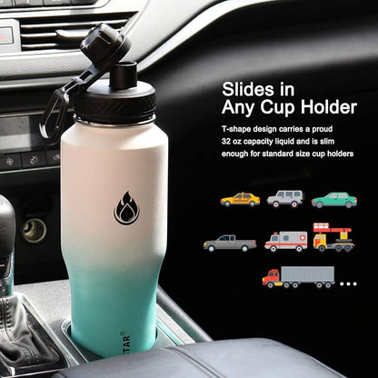 SENDESTAR Water Bottle 32oz, 2 Lids, Wide Mouth Stainless Steel Vacuum - Image 3