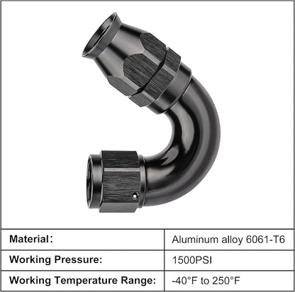 EVIL ENERGY 6AN 150 Degree PTFE One Piece Full Flow End Hose Fitting Aluminum - Image 3