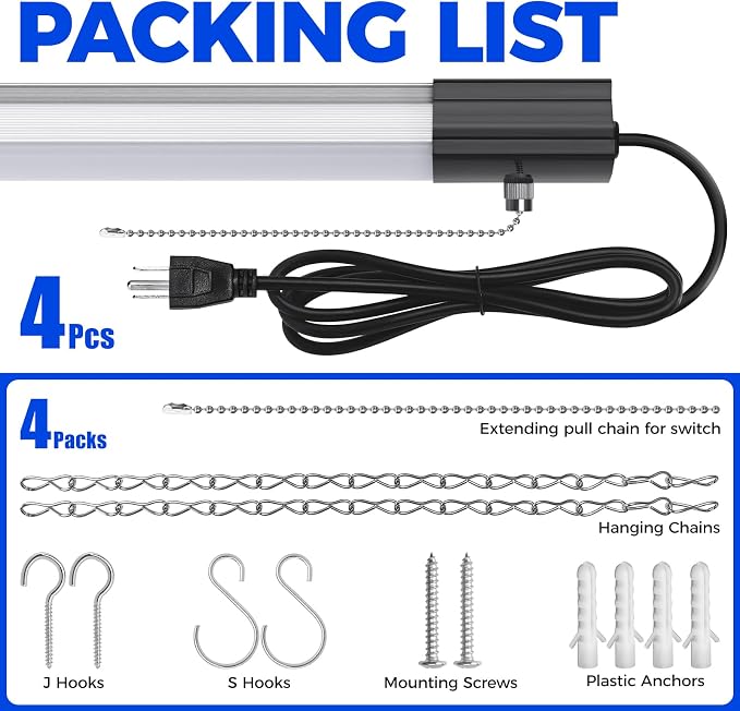 Barrina BS84 LED Shop Lights for Workshop 4FT, 5000K Linkable Light Fixture for - Image 8
