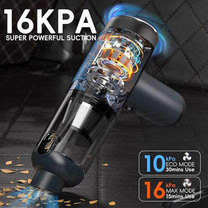 2-in-1 Car Vacuum&Air Duster, 80W/16kpa/12KRPM/30 Mins, High Powerful Dust - Image 2