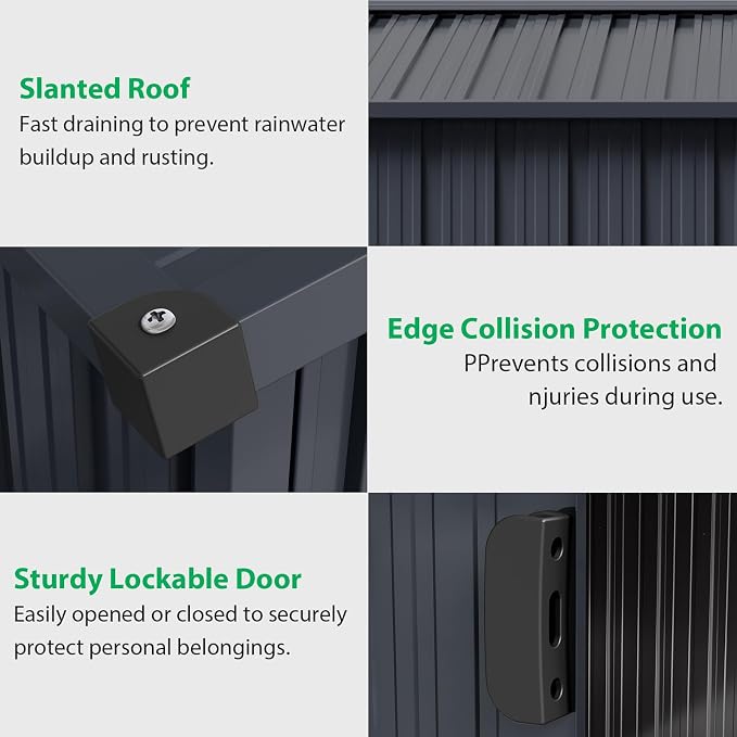 10x10 Ft Outdoor Storage Shed, Steel Utility Tool Shed - Image 3