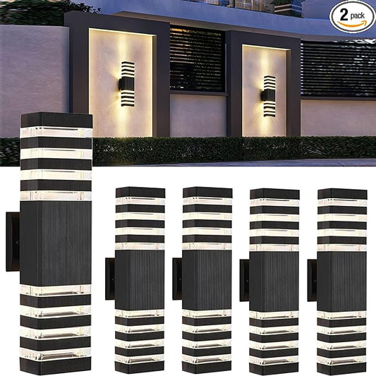 18inch LED Square Up & Down Wall Lights, 24W Outdoor Wall Light 4000K Day White by Yongjishun