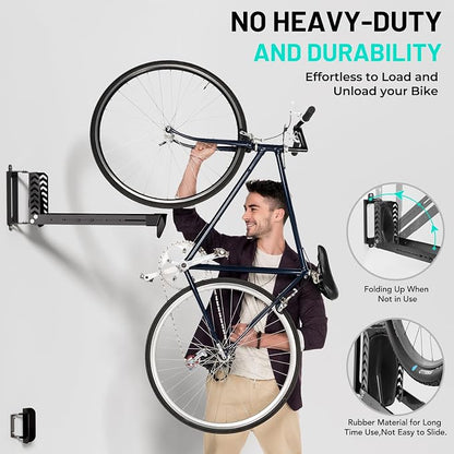 2-Pack Swivel Bike Rack Wall Mount, Bike Hangers - Image 3