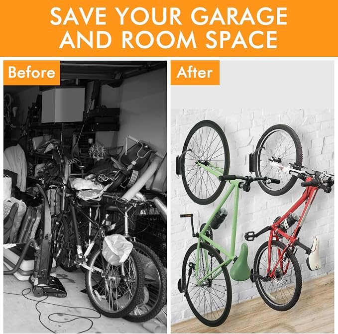 Swivel Bike Wall Mount, Bike Wall Hanger and Hooks, Hanging Bike Rack - Image 3