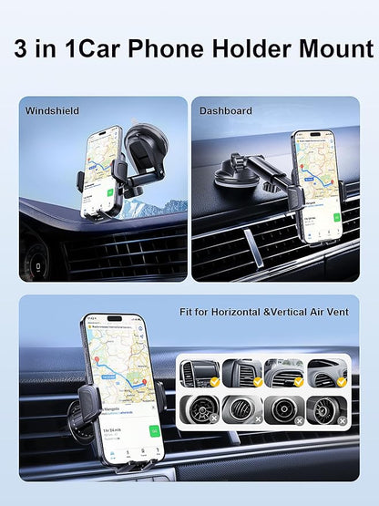 3-in-1 Car Phone Holder, Cell Phone Car Mount Fit - Image 6