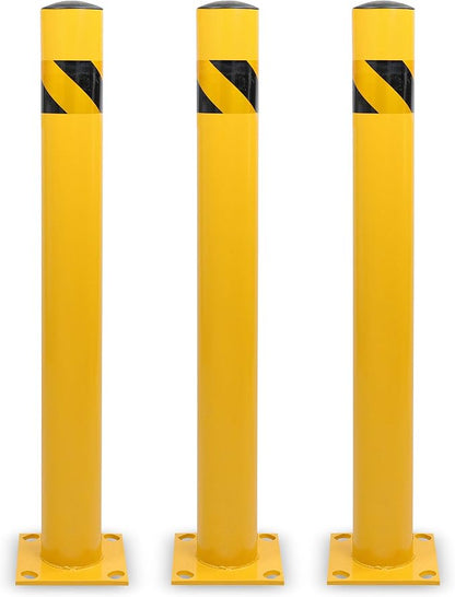 BISupply Safety Bollard Post Parking Barrier 3 Pack - 42in Yellow Pipe Bolt by BISupply
