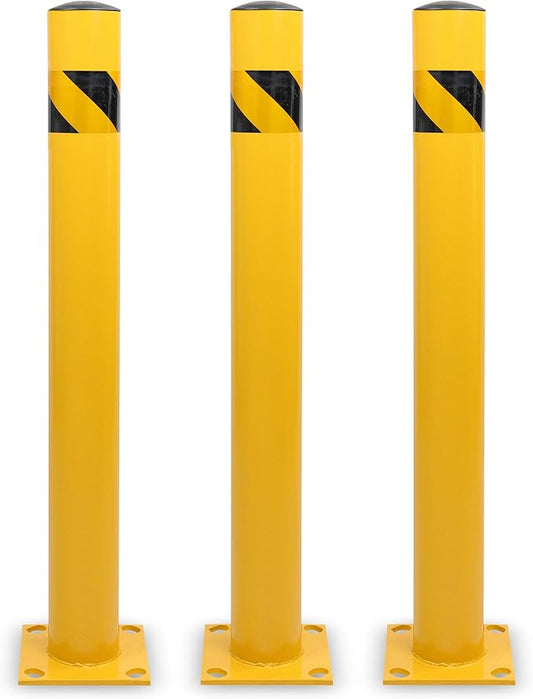 BISupply Safety Bollard Post Parking Barrier 3 Pack - 42in Yellow Pipe Bolt by BISupply