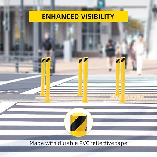 Safety Bollard 4 Packs, 42 Inch Height Steel Post, 4.5 Inch Diameter Parking - Image 3