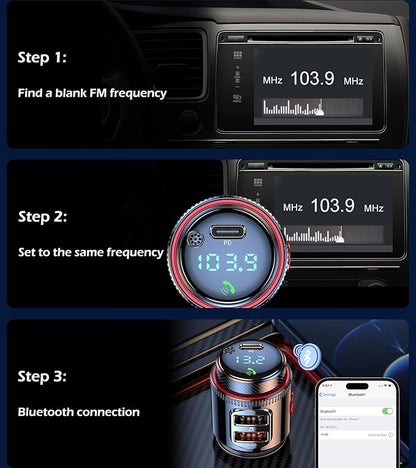 Bluetooth Car Adapter, Wireless AUX FM Transmitter, USB C&QC3.0 Dual Fast - Image 6
