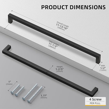 Goldenwarm 10 Pack Black Square Bar Cabinet Pull Drawer Handle Stainless Steel - Image 2