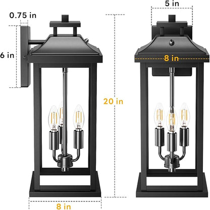 20" Large Dusk to Dawn Outdoor Lights 3-Light, 2 Pack Black Modern Exterior - Image 7